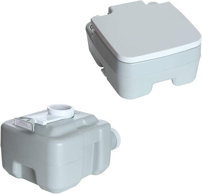 Portable Toilet 5.3 Gallons 20L Piston Pump Flush Effortless Travel Potty Cleaning Detachable Tanks for Camping RV Hiking Trips and Boating