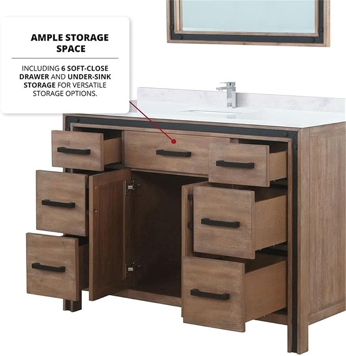 Ziva 48 in W x 22 in D Rustic Barnwood Bath Vanity and Cultured Marble Top