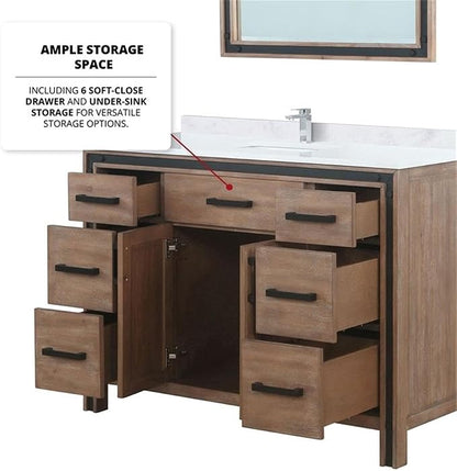 Ziva 48 in W x 22 in D Rustic Barnwood Bath Vanity and Cultured Marble Top