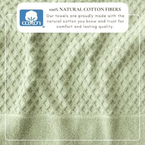 Great Bay Home Bath Towels - 100% Cotton 6 Piece Bath Sheet Set - Diamond Waffle Weave - Absorbent, Durable, Quick-Dry Towels for Bathroom (Pale Green)