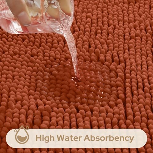 HOMEIDEAS Fall Bathroom Rugs Set of 3, Non Slip Bath Mat, Burnt Orange