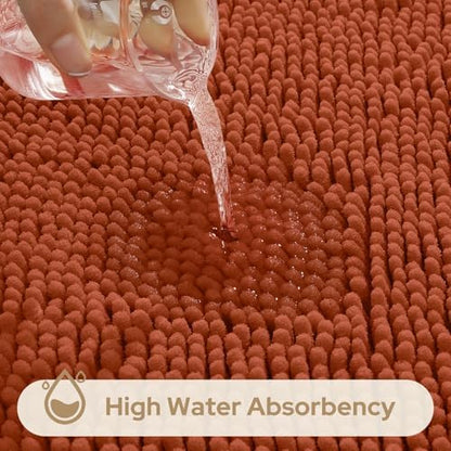 HOMEIDEAS Fall Bathroom Rugs Set of 3, Non Slip Bath Mat, Burnt Orange