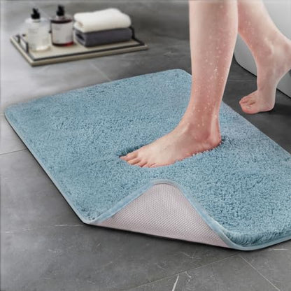 TECHMILLY Super Soft Shaggy Bathroom Rugs, Absorbent Thick Non Slip Microfiber Bath Rugs, Quick Dry Machine Washable Bath Mat for Bathroom Floor, Bathtub and Shower 20"x32"