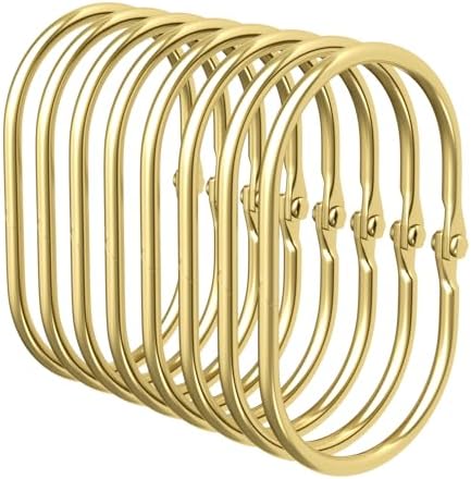 Bathway Shower Curtain Rings Gold Shower Curtain Hooks Anti-Drop Shower Rings for Curtain, Metal Shower Curtain Rings Rust Proof, Shower Hooks for Shower Curtain Rod, 12 Pcs Gold Curtain Rings