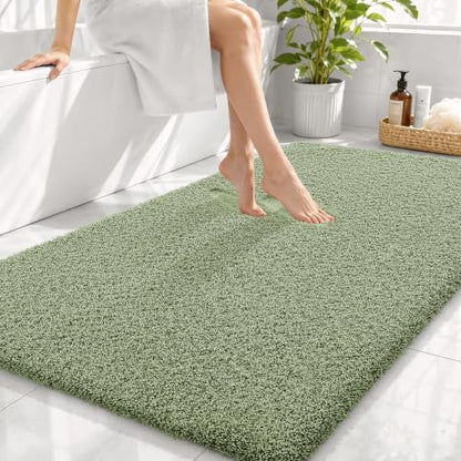 OLANLY Microfiber Large Bathroom Rugs 44x32, Soft Bath Mat, Sage Green