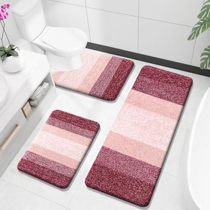 OLANLY Microfiber Bathroom Rugs Sets 3 Piece, 47"x20"+24"x16"+24"x20"