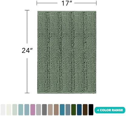 Turquoize Small Bathroom Rug 17x24, Absorbent Chenille Bath Rug, Green Bay