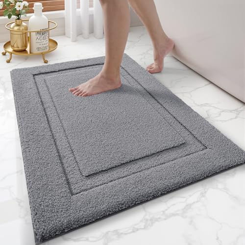 LUMI Ultra Soft Bathroom Rugs Absorbent, Non Slip Bath Mat 20x32, Dark Grey