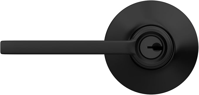 Schlage F51 V LAT 622 Latitude Door Lever, Keyed Entry Lock, Matte Black