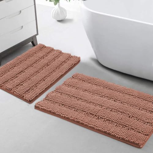Turquoize Bathroom Rug Set, 2 Piece Soft Absorbent Chenille Bath Rug Set