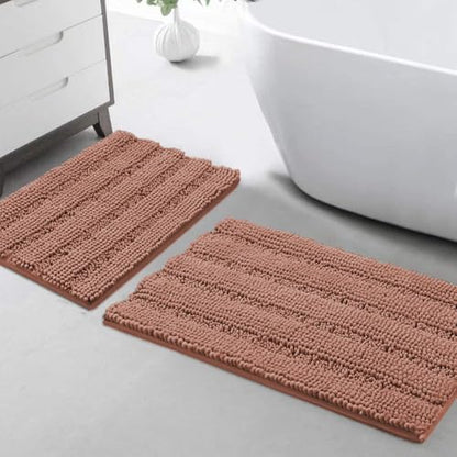 Turquoize Bathroom Rug Set, 2 Piece Soft Absorbent Chenille Bath Rug Set