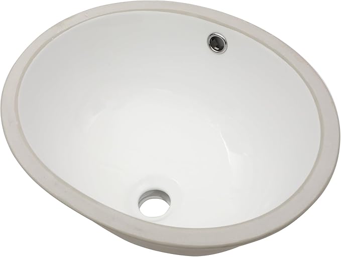Undermount Oval Bathroom Sink 17''x13'' White Porcelain Ceramic Under Counter Sink for Bathroom Vanity, Small Bathroom Remodel and Replacement