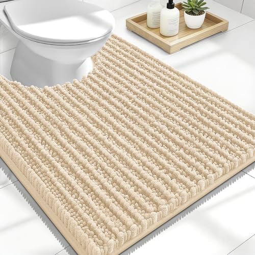 OLANLY U-Shaped Toilet Rug 24x20, Thick Soft Absorbent Chenille Contour Rug