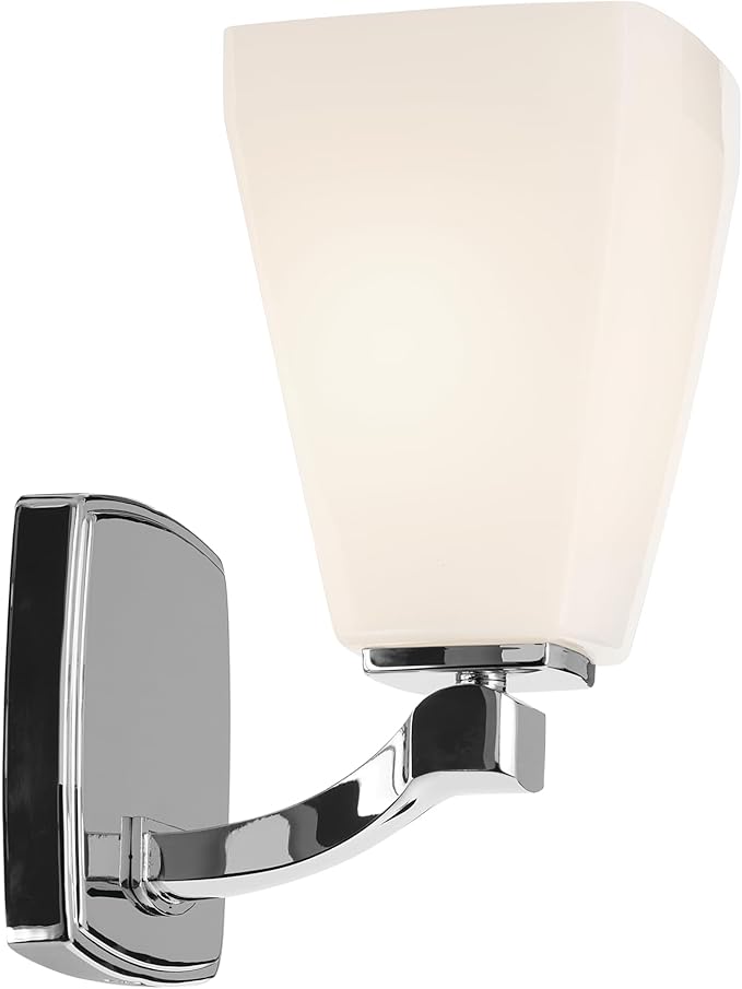 Kichler Marant 5" 1-Light Wall Sconce with Opal Glass in Chrome, for Bathroom, Powder Room, Hallway, Fireplace, (5" W x 9.5" H), 55214CH