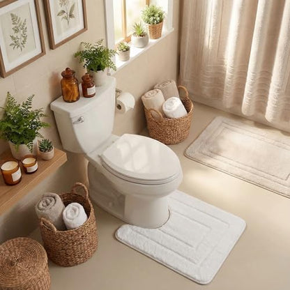 GRANNY SAYS White U Shaped Toilet Rug 20" x 24", Non-Slip Bath Mat