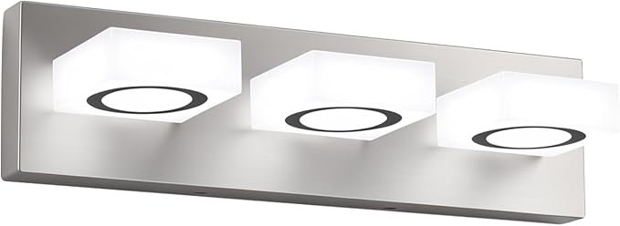 Bathroom Vanity Light, 3-Light 16 Inch Brushed Nickel 5CCT 2700-6500K LED Bathroom Light Fixtures Over Mirror, Vanity Lighting Modern Bath Wall Sconce for Mirror Bedroom Living Room