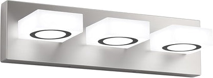Bathroom Vanity Light, 3-Light 16 Inch Brushed Nickel 5CCT 2700-6500K LED Bathroom Light Fixtures Over Mirror, Vanity Lighting Modern Bath Wall Sconce for Mirror Bedroom Living Room
