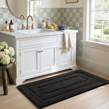 DEXI Bathroom Rugs 32x20, Non-Slip and Absorbent Bath Mat, Black