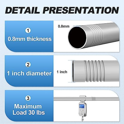 CorkLatta Silver Shower Curtain Rod 31 to 104 Inch,1 Inch Diameter Adjustable Spring Tension Curtain Rod No Drilling Stainless Steel Telescoping Rod,No Rust