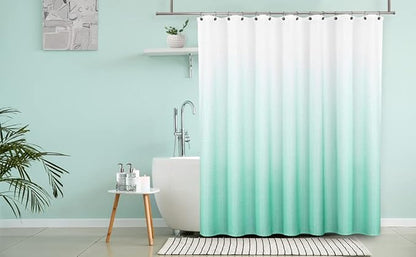 WEST LAKE Waffle Fabric Shower Curtain Aqua Ombre Decorative Spa Bathroom Shower Curtain with Grommet No Hook Water Resistant Machine Washable,Gradient White to Aqua Blue 70" Wx72 L