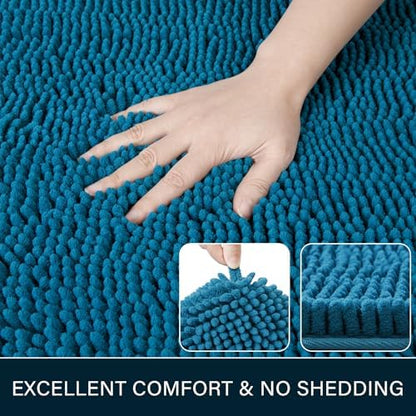 LOCHAS Luxury Bathroom Rug Shaggy Bath Mat 24 x 70 Inch, Peacock Blue