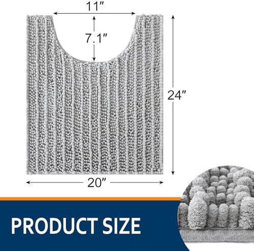Smiry Bathroom Toilet Rugs U Shaped 24X20, Chenille Bath mats for Toilet