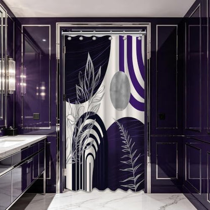 Dark Purple and Grey Stall Shower Curtain, 36X72 in Narrow Small