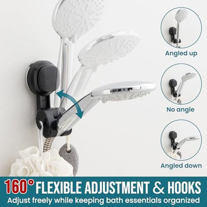 TAILI Shower Head Holder Suction,Visible Safety,with Hooks,Black