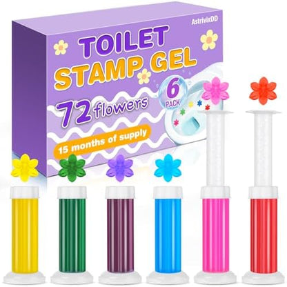 6 Pack Toilet Gel Stamp, 72 Stamps, Flowers Shaped,Toilet Bowl Cleaners