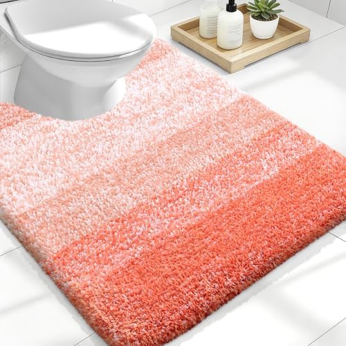 OLANLY Luxury Toilet Rugs U-Shaped 24x20, Soft Absorbent Microfiber Mat