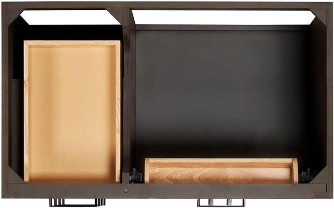 ARIEL Hepburn 36-inch Bathroom Vanity Base Cabinet,Solid Wood, 2 Soft Closing Doors, 5 Dovetail Drawers, Brown Oak