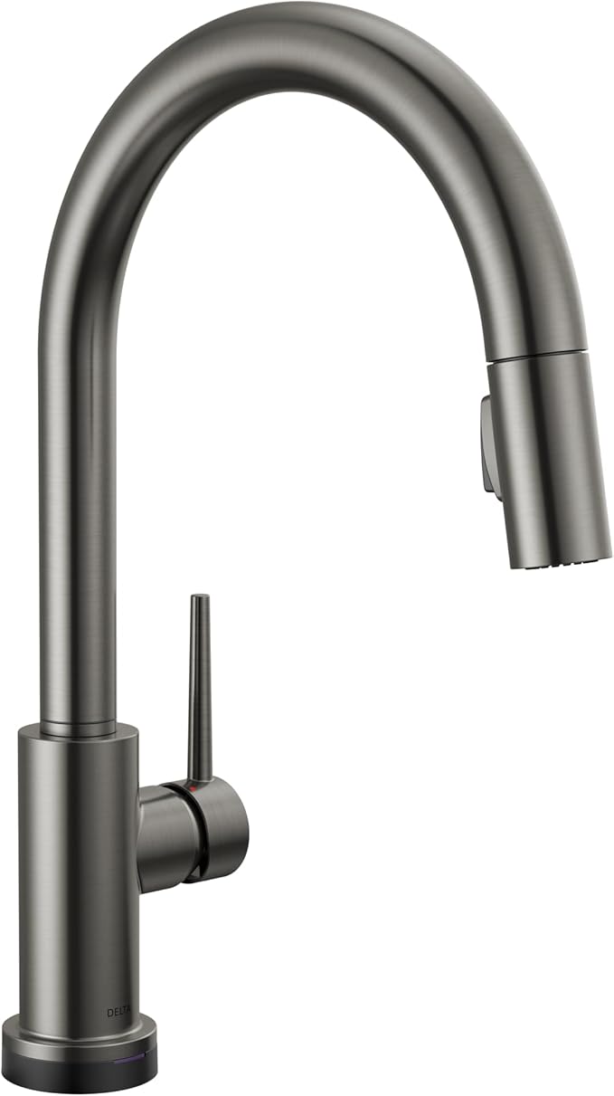 Delta Trinsic Touchless Kitchen Faucet with Touch Technology, Black Stainless Kitchen Sink Faucet with Pull Down Sprayer, Single Hole, Black Stainless 9159TL-KS-DST