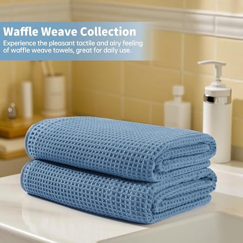 Microfiber Waffle Bath Towels, 4 Pieces, Soft, Absorbent, Fast Drying, Lint Free 430 GSM (27''x55''/68.58 cm x139.7 cm)