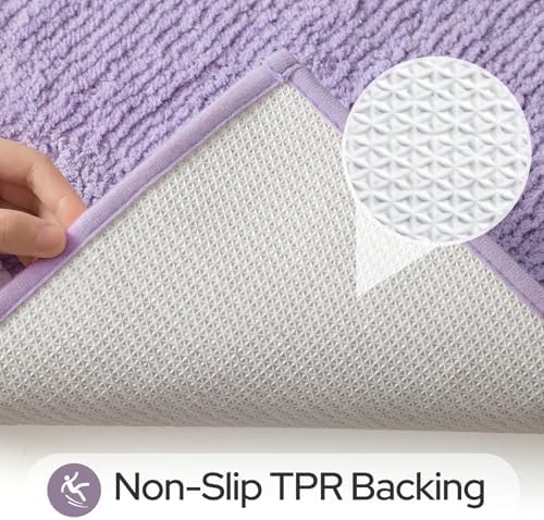 HOMEIDEAS Bathroom Rugs Sets 2 Piece Lavender 20" x 32" + 16" x 24"