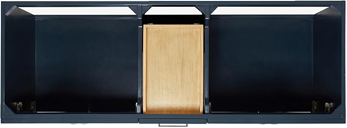 ARIEL Hamlet 60-inch Bathroom Vanity with Sink,Solid Wood, 1.5-inch Carrara White Quartz Countertop, Double Rectangular Porcelain Sink, 4 Soft Closing Doors, 3 Dovetail Drawers, Midnight Blue