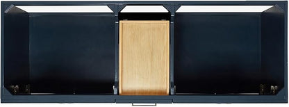 ARIEL Hamlet 60-inch Bathroom Vanity with Sink,Solid Wood, 1.5-inch Carrara White Quartz Countertop, Double Rectangular Porcelain Sink, 4 Soft Closing Doors, 3 Dovetail Drawers, Midnight Blue