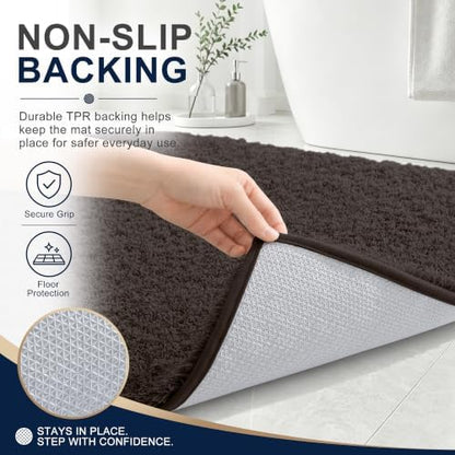 OLANLY Microfiber Bathroom Runner Rugs 44x24, Soft Bath Mat, Dark Brown