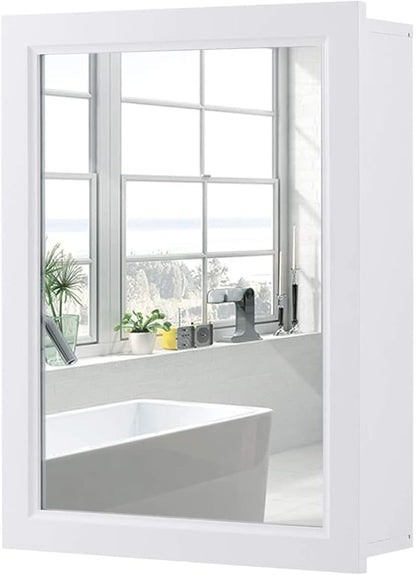LDAILY LUARANE Bathroom Medicine Cabinet with Mirror, Wall Mounted Mirror Cabinet with Adjustable Shelf, Storage Organizer Cabinet for Bathroom Room Living Room Entryway (White)