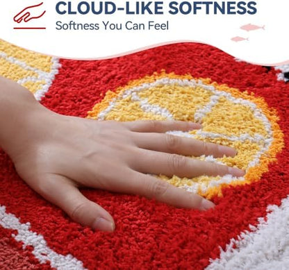 TRUEDAYS Sardine Bath Mat, Cute Bath Rugs for Bathroom 20x30 Inch, Red
