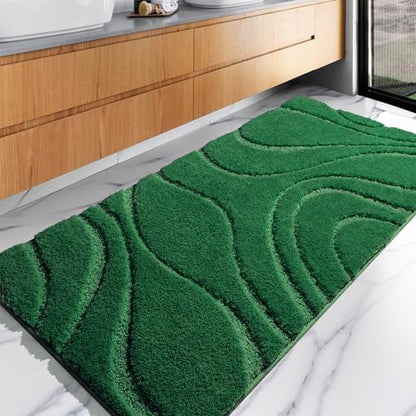 DEXDE Bathroom Rugs Runner 24x60, Extra Long Non-Slip Bath Mats Rug Green