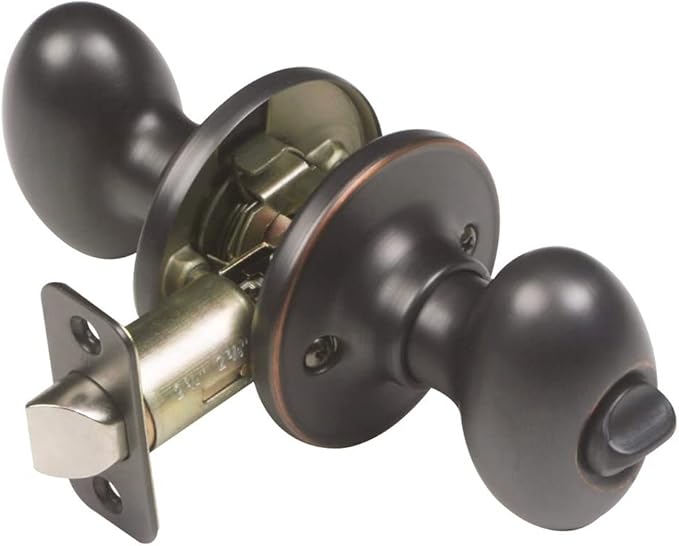 Design House Door Knob, Privacy Lock for Safety, Oval Handle Shape, Fits Standard Doors, for Bedrooms/Bathrooms, Easy Installation, Oil Rubbed Bronze, 2.625 in. Diameter x 2.75 in. L, 750588
