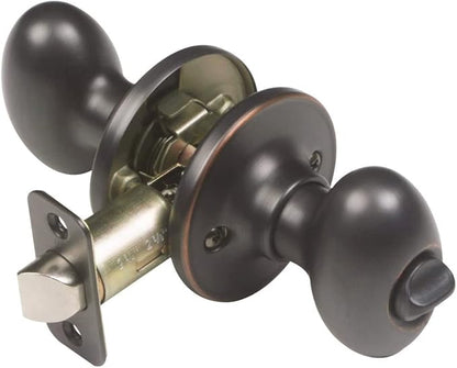 Design House Door Knob, Privacy Lock for Safety, Oval Handle Shape, Fits Standard Doors, for Bedrooms/Bathrooms, Easy Installation, Oil Rubbed Bronze, 2.625 in. Diameter x 2.75 in. L, 750588