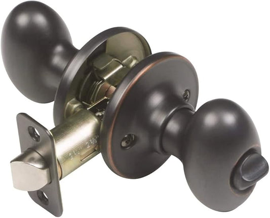 Design House Door Knob, Privacy Lock for Safety, Oval Handle Shape, Fits Standard Doors, for Bedrooms/Bathrooms, Easy Installation, Oil Rubbed Bronze, 2.625 in. Diameter x 2.75 in. L, 750588
