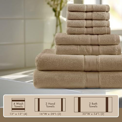 Madison Park 800GSM 100% Cotton Bathroom Bath Towel Set of 8, Taupe