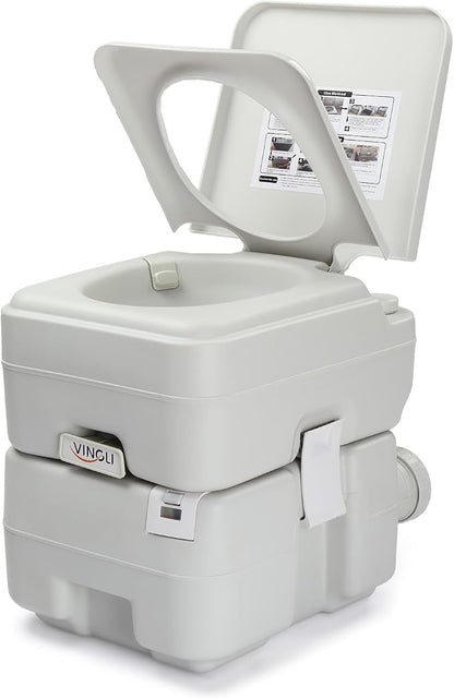 VINGLI Portable 5.8 Gallon Camping Toilet w/Carrying Bag,Large Capacity Tank for Camping,Boat/Truck (White, 5.3 Gallon)