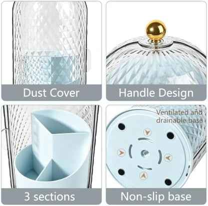 Toothbrush Holder with Cover for Bathroom Countertop, Organizer, Blue