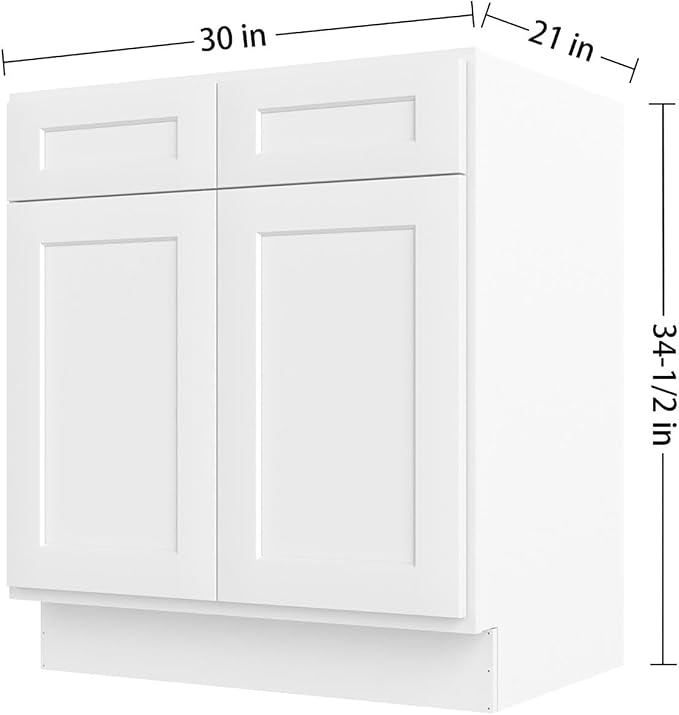 Furinno Shaker Bath Vanity Cabinet Without Top, Ready to Assemble, 21 D x 30 W x 34.5 H, White
