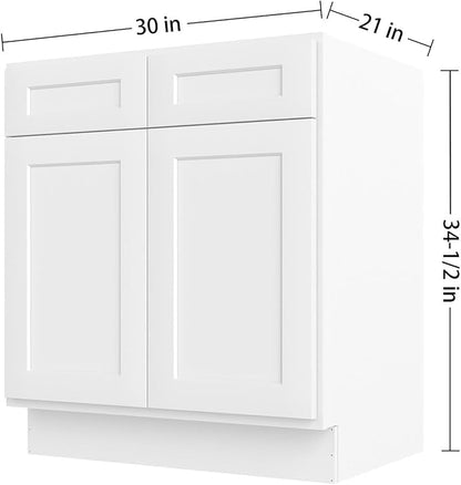 Furinno Shaker Bath Vanity Cabinet Without Top, Ready to Assemble, 21 D x 30 W x 34.5 H, White