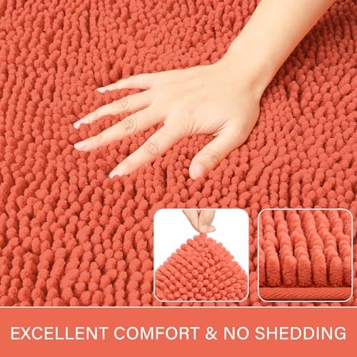 LOCHAS Luxury Bathroom Rug Shaggy Bath Mat 24 x 60 Inch, Peach