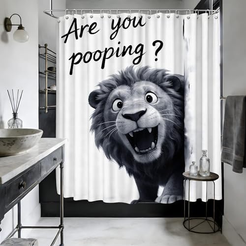 Extra Long Shower Curtain Funny Lion Clawfoot Tub, 108 x 72 in
